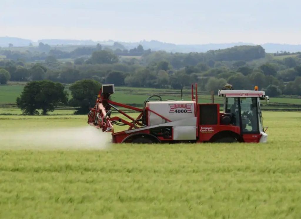 spraying crops at Frogmary Green Farm